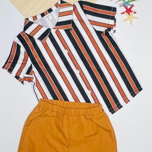 STRIPED SHIRT AND SHORT SET