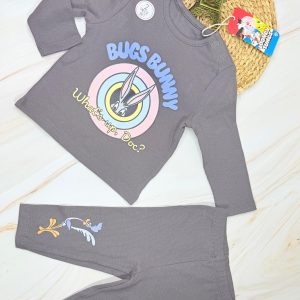 Kids Looney Tunes 2-Piece Pyjama Set | Bugs Bunny Grey | Ages 3-6 Years